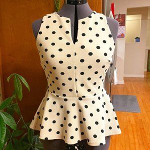 Soprano sleeveless blouse | L | cream & black polkadot